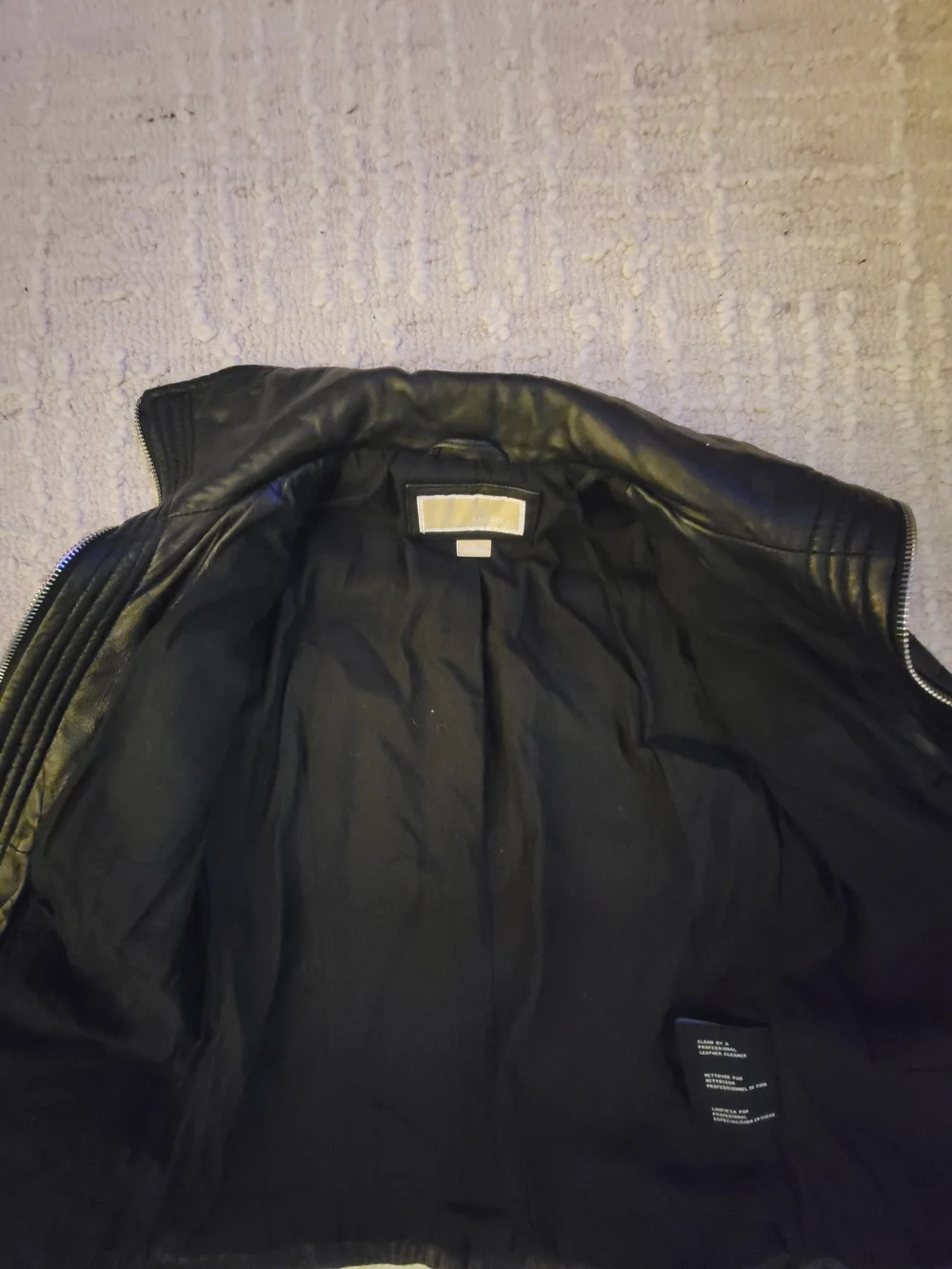 Michael Kors Black Quilted Leather Moto Jacket, Women's S - Picture 3 of 4